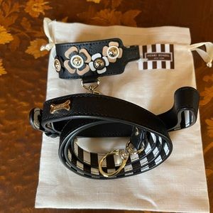 Henri Bendel Leather Dog Collar & Leash Size Small